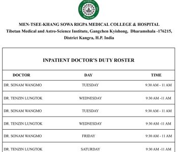 Inpatient doctor's duty roster portrait
